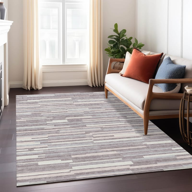 Machine Washable Indoor/ Outdoor Chantille Modern Stripes Rug