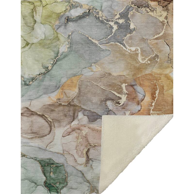 Premium Machine Washable Sherpa Abstract Contemporary Throw Blanket.