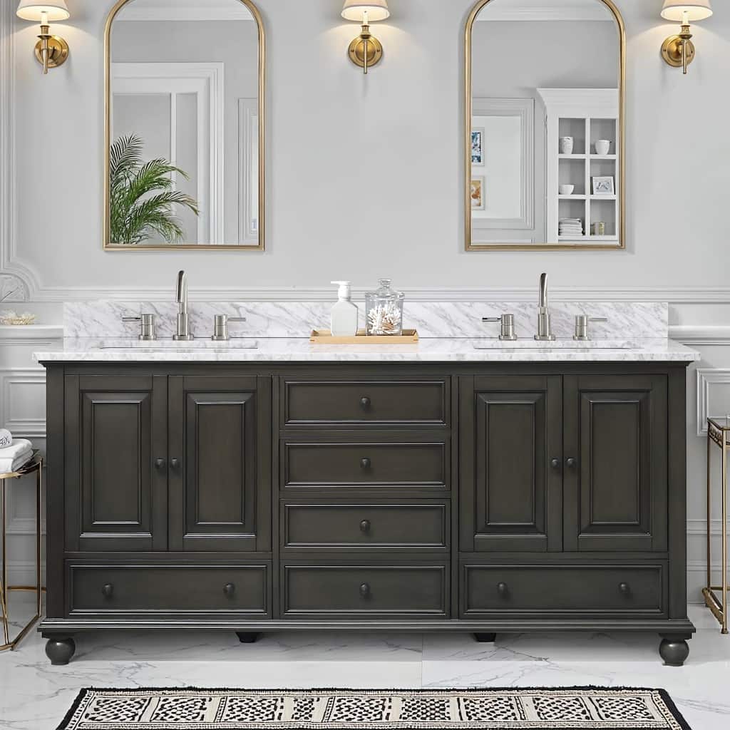 Avanity Thompson 72 in. Double Sink Bathroom Vanity with Carrara Marble Top - 73"W x 22"D x 35"H