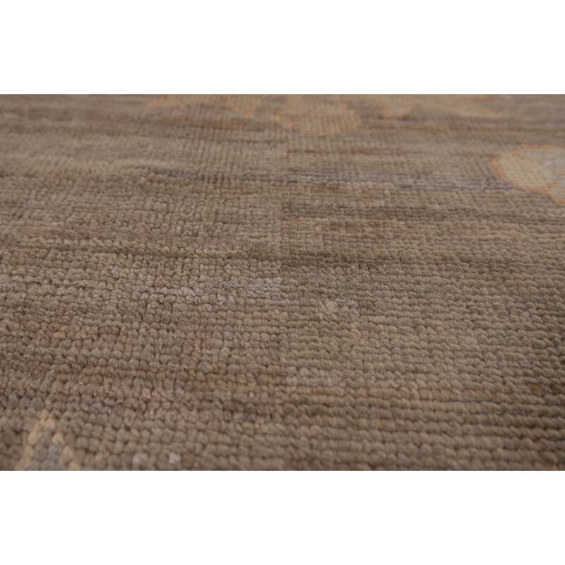 Vegetable Dye Oushak Oriental Area Rug Handmade Beige Wool Carpet - 8'11" x 12'1"