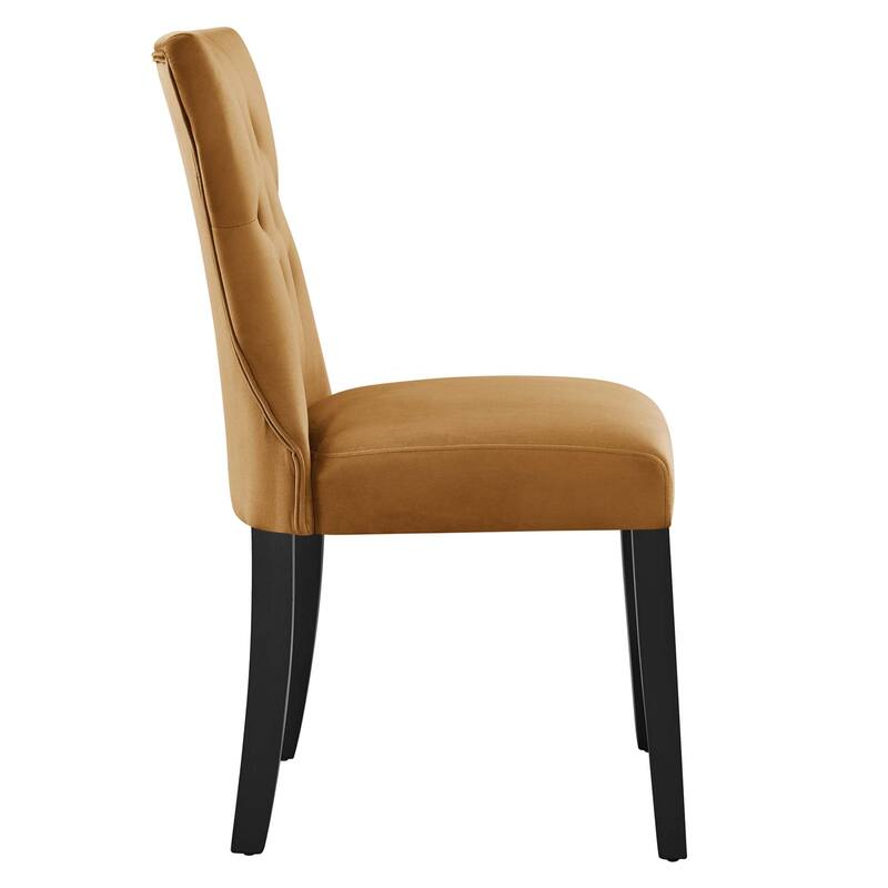 Silhouette Performance Velvet Dining Chairs - Set of 2 - N/A - Cognac