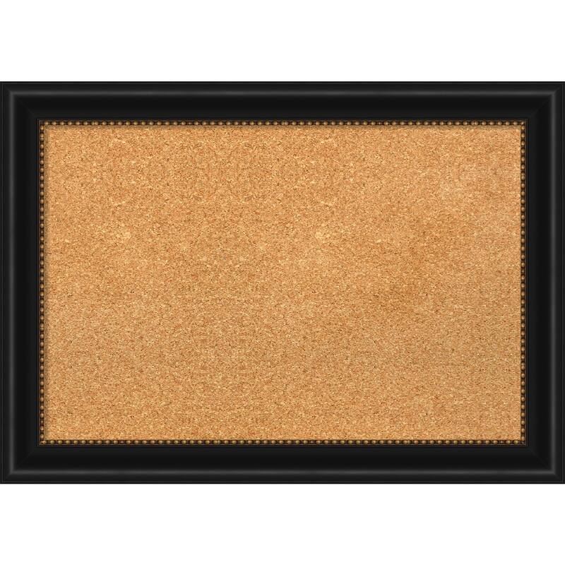 Manhattan Black Framed Cork Bulletin Memo Board - 28-Inch x 20-Inch