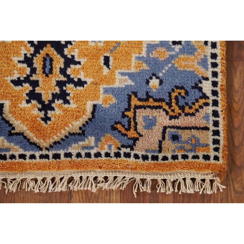 Gold Yellow Kazak Foyer Rug Handmade Wool Carpet - 2'0" x 3'0"