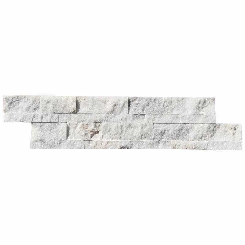 Pale Gray Marble 6" x 24" Split Face Ledger Panel Mosaic Tile - Sample - Grey