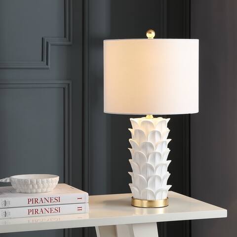 SAFAVIEH Lighting 25-inch Nico White/ Gold LED Table Lamp (Set of 2) - 13"x13"x25"