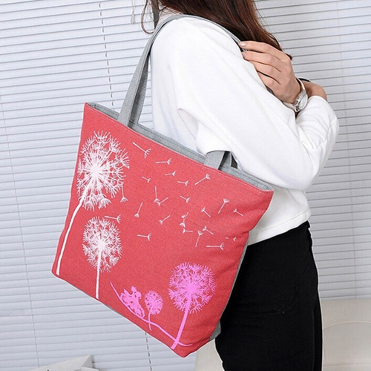 ZzWwR Beautiful Peacock Wisteria Flower Print Extra Large Canvas Shoulder Tote Top Storage Handle Bag for Gym Beach Weekender Travel Shopping