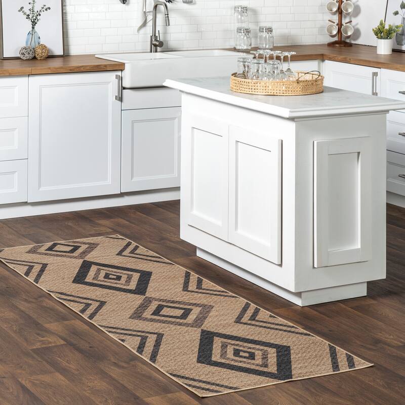 Nuloom Kasie SuperiorWash Geometric Stripes Easy-Jute Machine Washable Area Rug