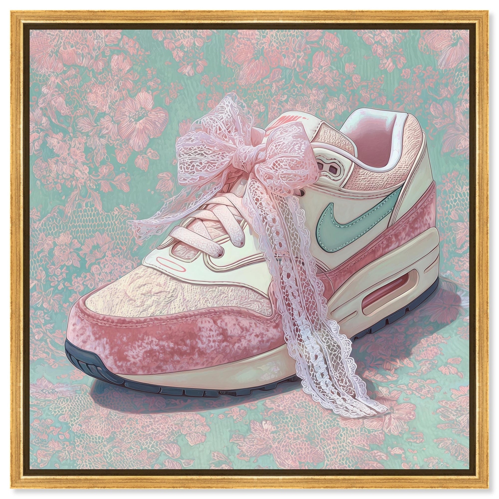 Velvet and Lace Sneaker Fashion Art Framed Canvas Print by Art Remedy