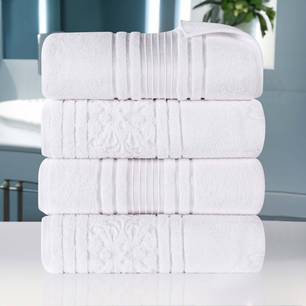 Superior Sadie Zero Twist Cotton Solid and Floral Bath Towel Set of 4