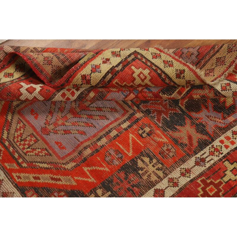 Hand Knotted Oriental 100% Wool Carpet Transitional Geometric Oranges & Rust Anatolian Area Rug - 4' 2'' X 3' 6''