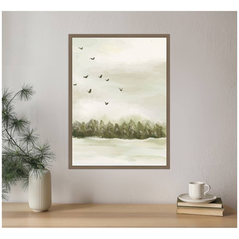 Kate and Laurel Sylvie Framed Canvas Winter Landscape 1 Vertical by Annie Quigley