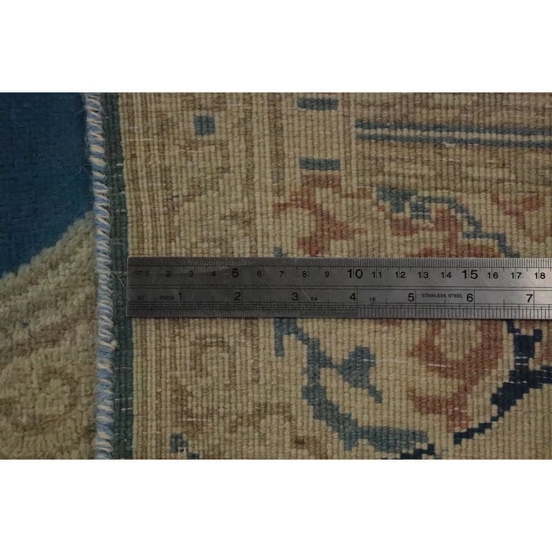 Hand Knotted Oriental 100% Wool Carpet Traditional Medallion Navy Blue & Blues Kerman Area Rug - 12' 3'' X 9' 7''