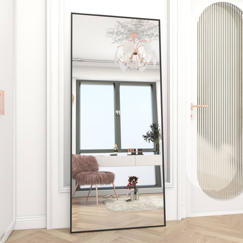 Large Standing Full Length Mirror Wall Decor for Hanging - 71''x31'' Without Stand - Black