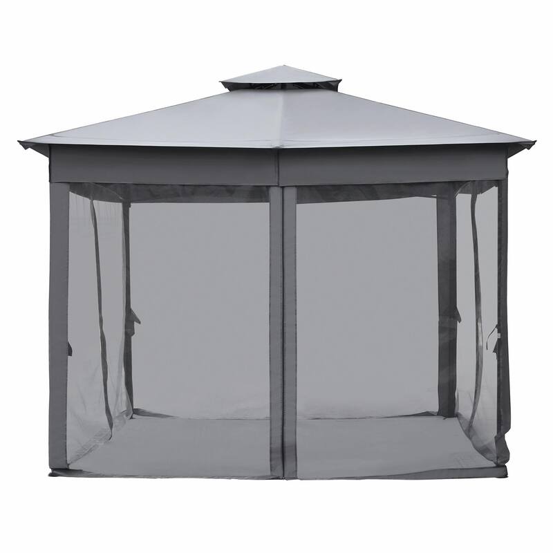 Outdoor Gazebo Tent with Double Roof, Mosquito Netting & Patio Canopy