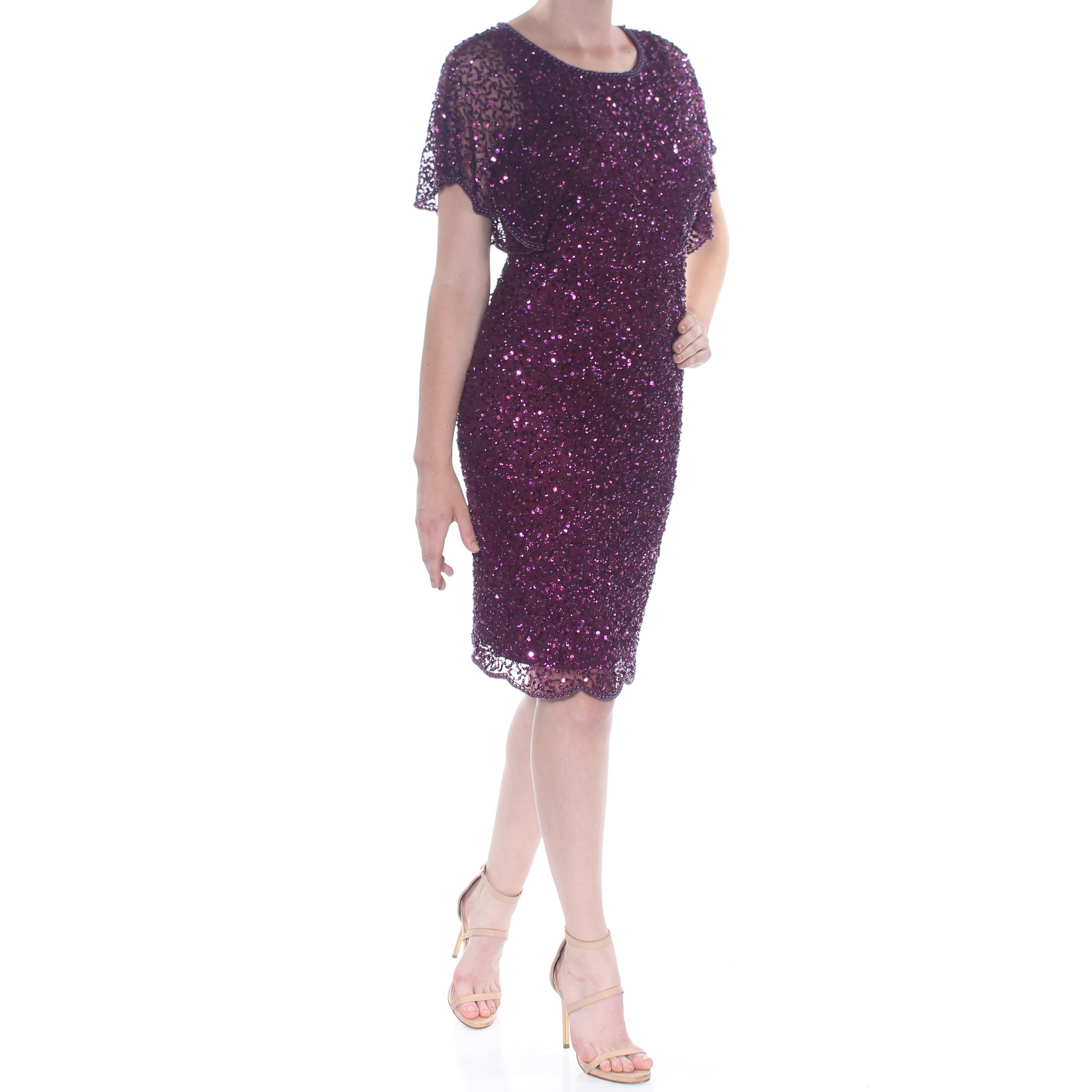 adrianna papell purple lace dress