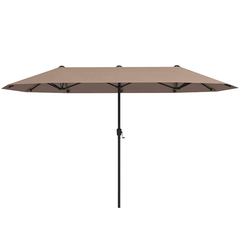 Costway 13 FT Large Patio Umbrella Outdoor Double-Sided Table Market - See Details - Brown