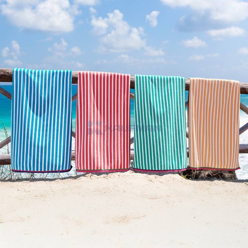 Kaufman Multicolor Velour Racing Stripe 32 x 62 All Cotton Beach & Pool Towels