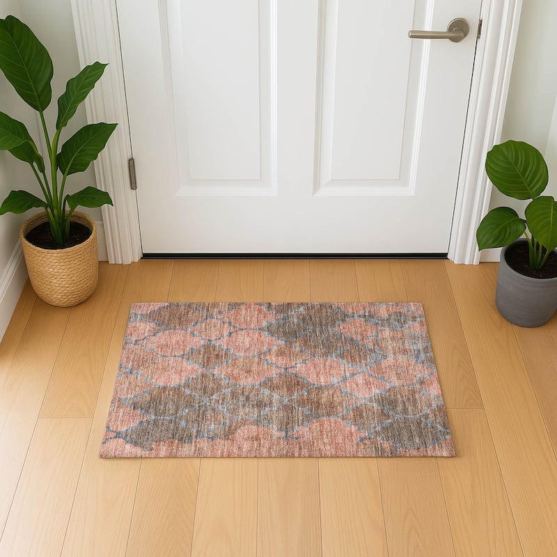 Premium Washable Super Soft Modern Trellis Mayfield Rug - Copper - 1'8" x 2'6"