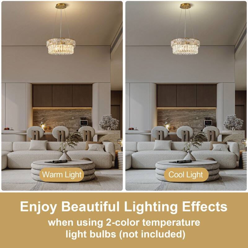KAYLA Crystal Chandelier - Large K9 Crystal Pendant Light for High Ceilings, Entryway, Foyer, Dining Room & Living Room