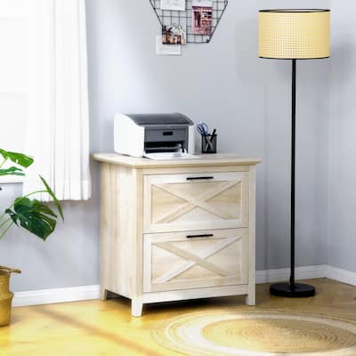 HOMCOM Retro Wooden 2-Drawer Lateral File Chest Cabinet Pedestal for Document Storage for Home Office