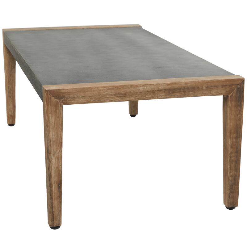Dark Gray Wood Outdoor Table with Wood Legs