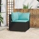 preview thumbnail 1 of 100, vidaXL Patio Corner Sofa with Cushions Black/Brown/Gray Poly Rattan 24.8" x 24.8" x 22.6" 1-Piece - Black/Water blue
