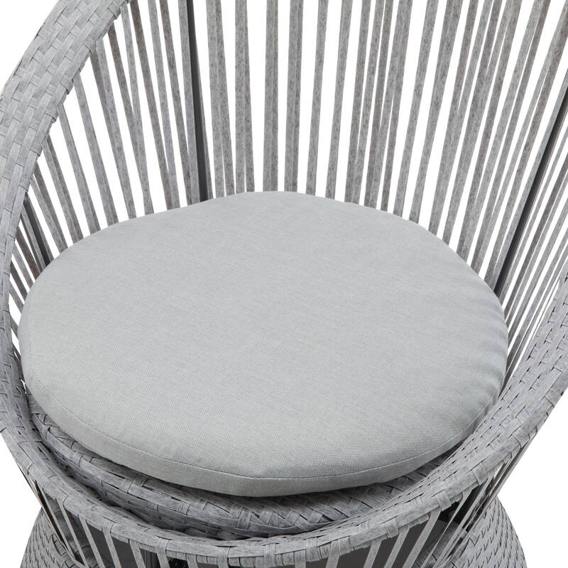 Modern Swivel Wicker Lounge Chair with Rattan and Iron Frame