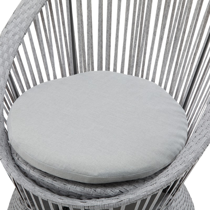 Roomfitters Swivel Wicker Lounge Chair, Modern Rattan Accent Chair with Cushion for Patio Balcony Living Room