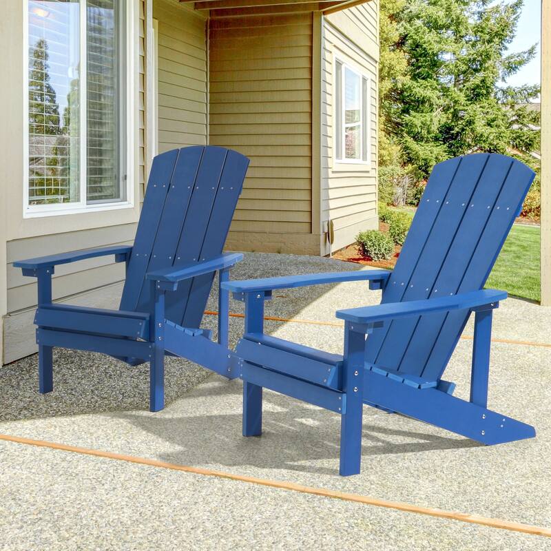 BONOSUKI Patio Adirondack Chair with Cupholder,Weather Resin-Set of 2