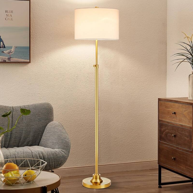 KAWOTI 63.5" Standard Adjustable Floor Lamp with Fabric Linen Shade