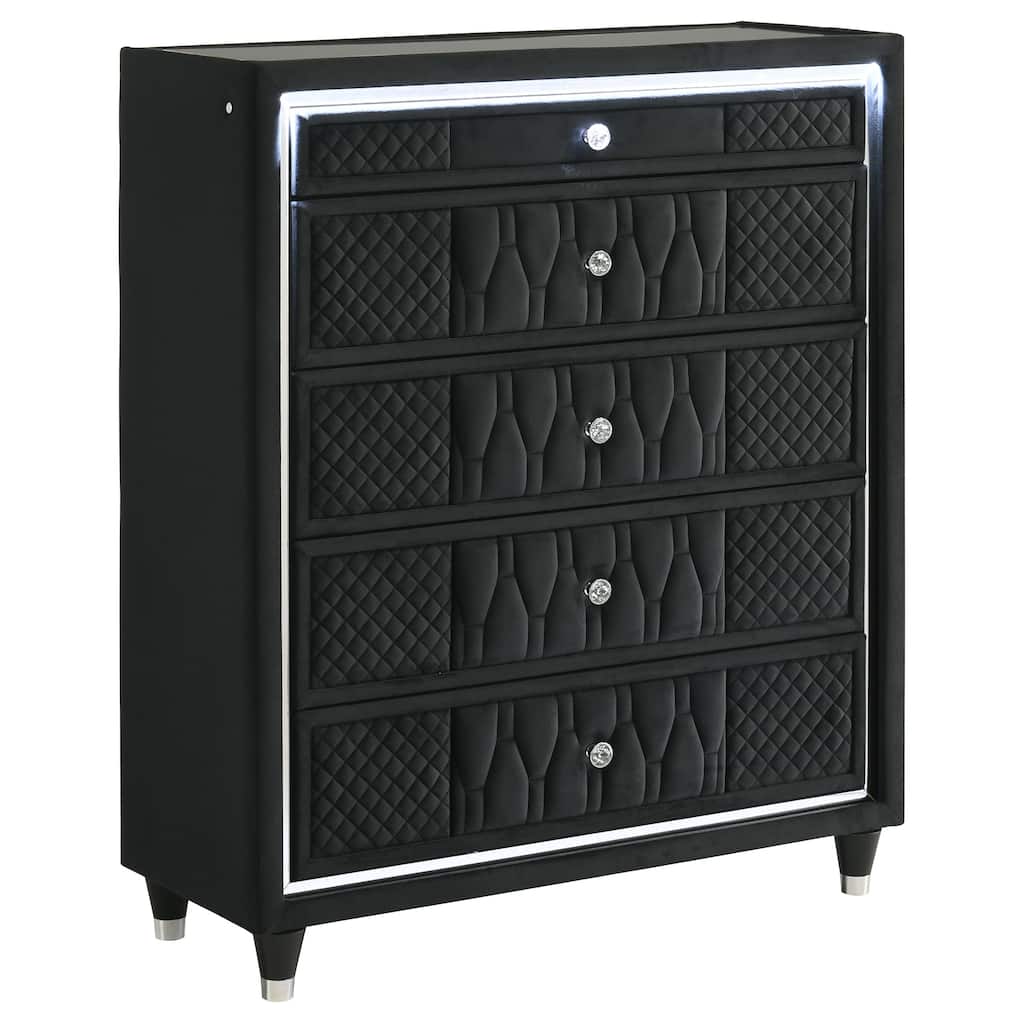 Lorient 5-drawer LED Chest of Drawers Black