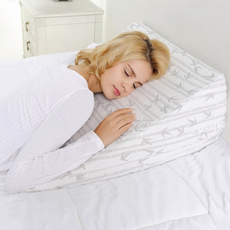 Superior Memory Foam Wedge Sleeping Support Pillow, Removable Cover, White