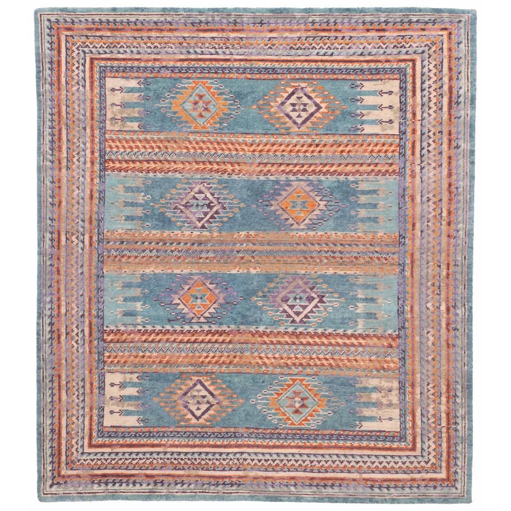 ECARPETGALLERY Hand-knotted Kathmandu Turquoise Wool Rug - 8'6 x 9'9