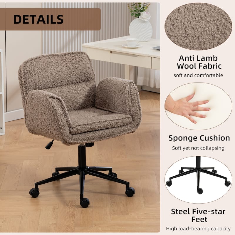 Criss Cross Chair with 5-Gear Adjustable Armrests & Wheels, Ergonomic Thickened Backrest Swivel Desk Chair for Home Office