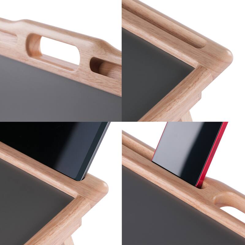 Arlo Breakfast Tray with Flip Top Gray and Natural Finish