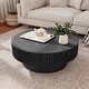 preview thumbnail 35 of 61, Modern Solid Wood Veneered Round Coffee Tea Table with Storage