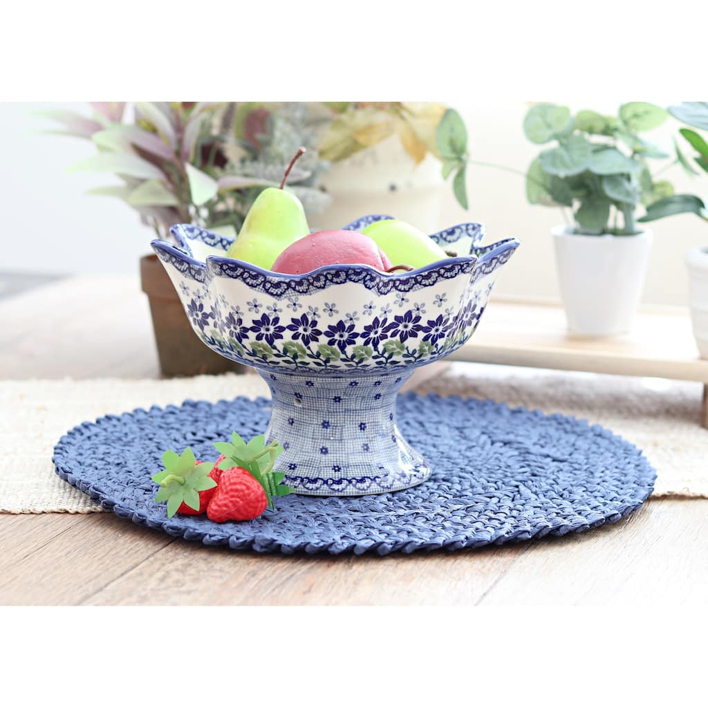 Blue Rose Polish Pottery P184 Manufaktura Pedestal Fruit Bowl