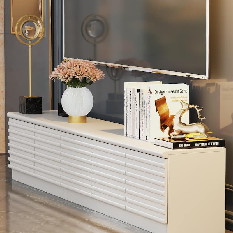 Modern Black TV Stand with Storage Cabinets for Living Room