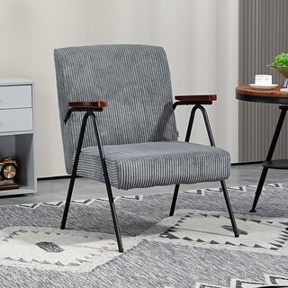Modern Accent Chair with Wood Arms Steel Frame for Bedroom - Bed Bath ...