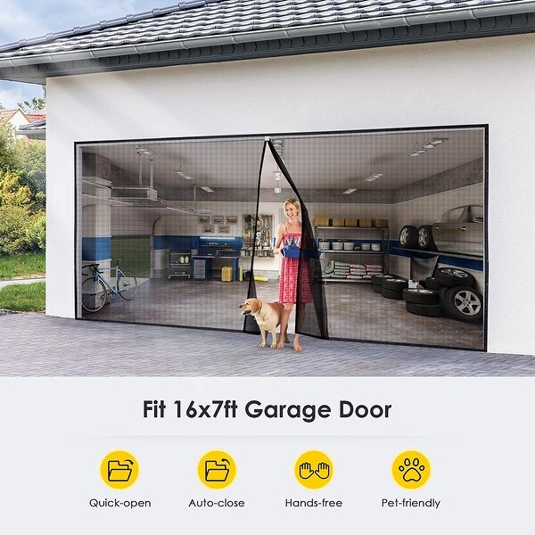 Homitt Magnetic Garage Door Screen 16x7 ft for 2 Car Door, Fits Garage ...