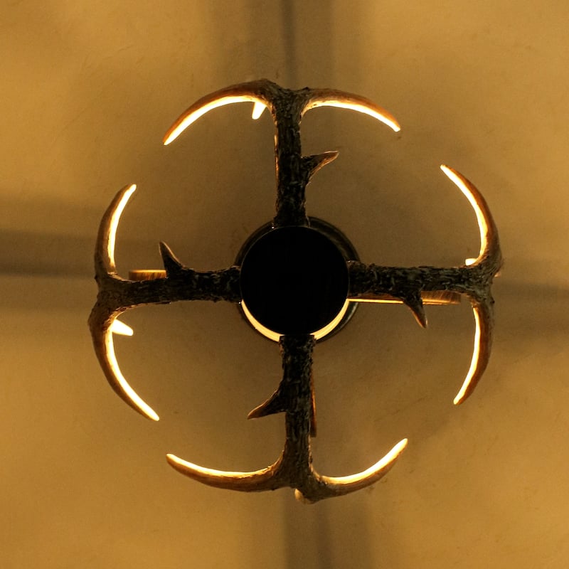 13inch Single Light Antler Rustic Farmhouse Style with Metal Frame Chandelier