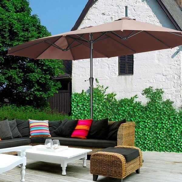 Ainfox 15-foot Double-sided Solar LED Lighted Patio Umbrella Ainfox 15-foot Double-sided Solar LED Lighted Patio Umbrella