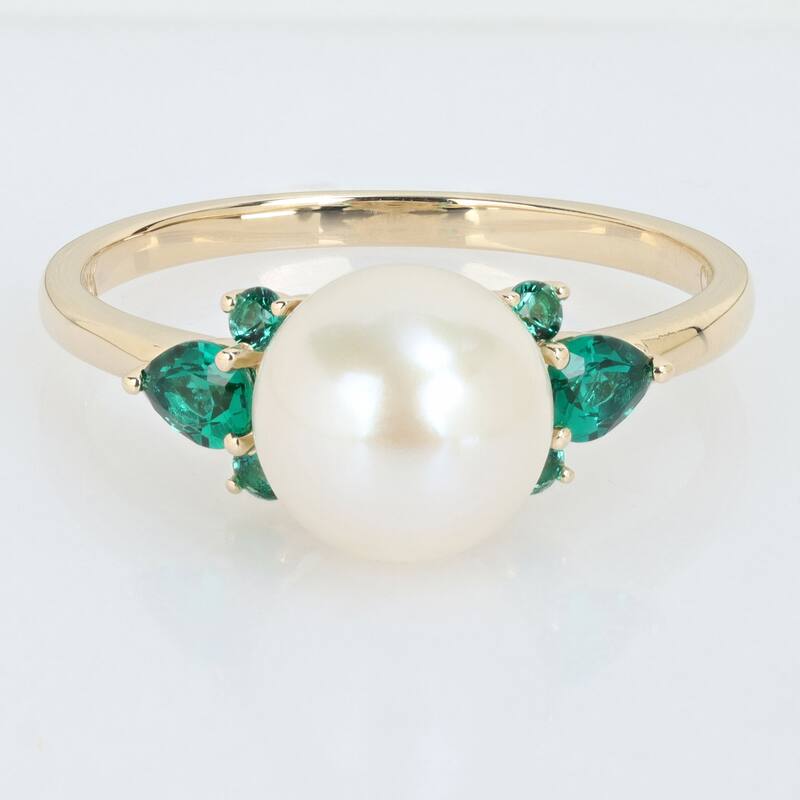 Miadora Cultured Freshwater Pearl and Gemstone Ring White or Yellow 14k Gold