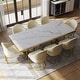 preview thumbnail 16 of 58, Modern Marble Dining Table with White Rectangular Tabletop Gold Stainless Legs, Dining Room Table