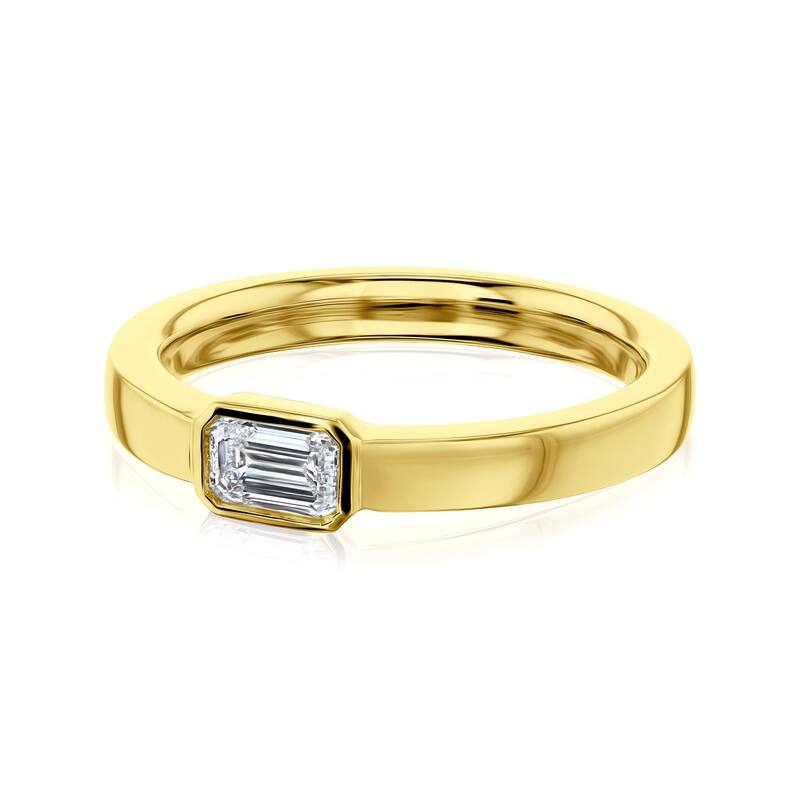 Kobelli 0.33 Carats Emerald Lab Grown Diamond 14k Solid Gold Solitaire Minimalist Elise Ring (DEF/VS)