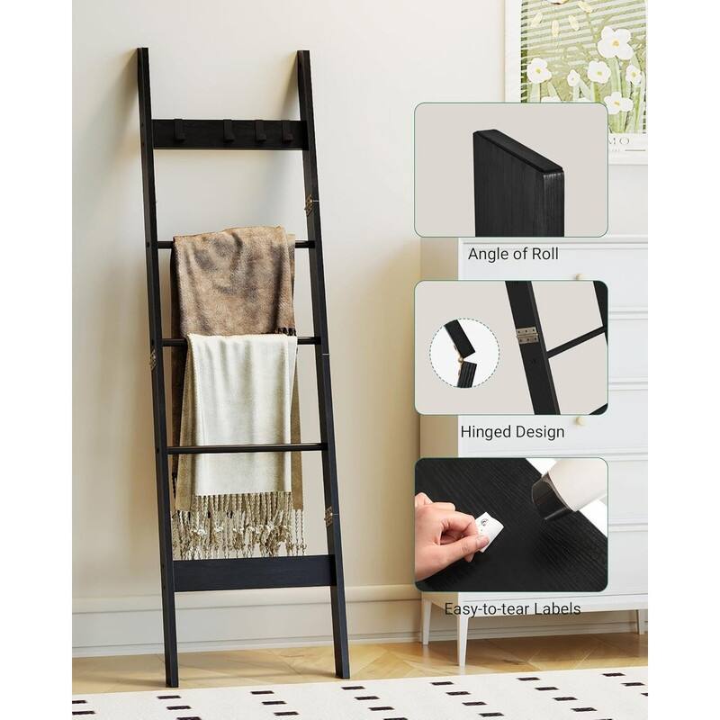 Blanket Ladder for Living Room, Decorative Quilt Rack - 5 Tier