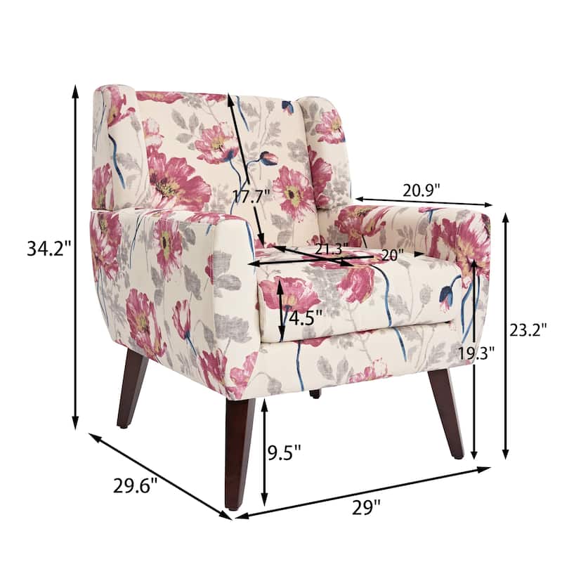 Set of 2 Modern Accent Chair Cotton Linen Upholstered Armchair for Living Room