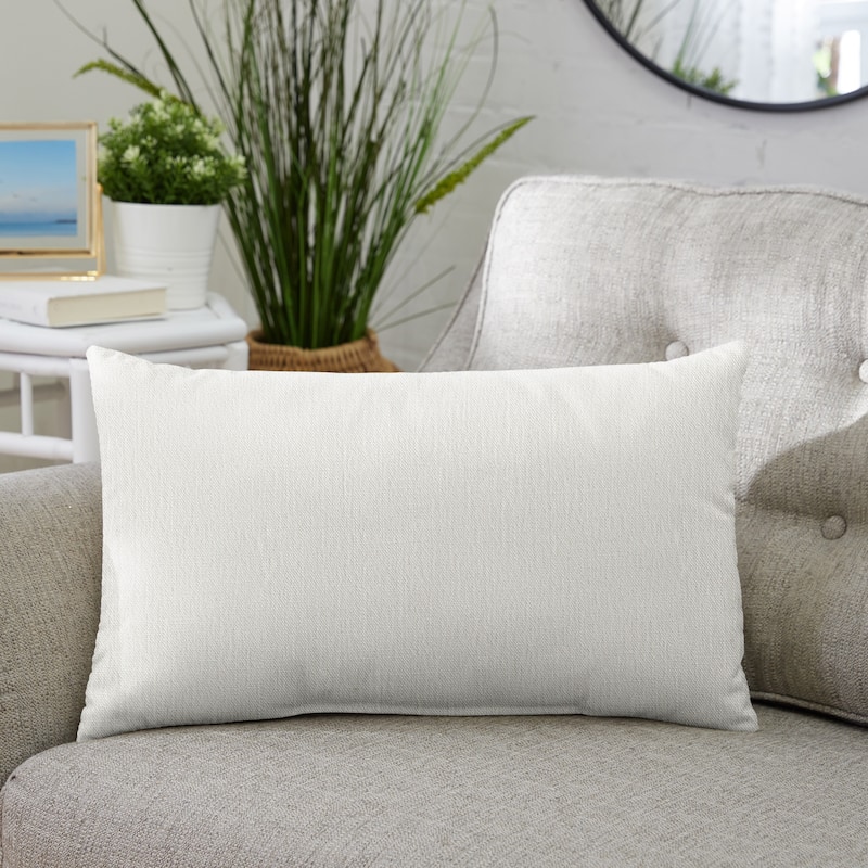 Sorra Home Indoor Knife Edge Pillow Single - 12 in H x 24 in W x 6 in D - Ivory