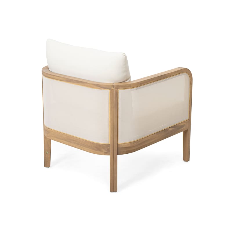Linksy Modern Acacia Wood Outdoor Club Chair with Beige Cushions by Christopher Knight Home