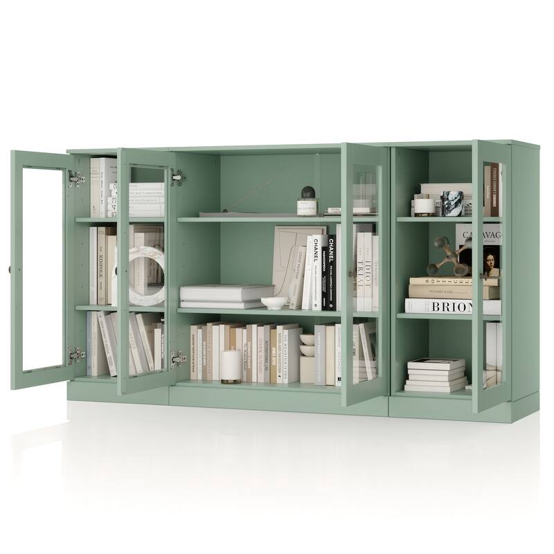 Palace Imports 100% Solid Wood 65" Sideboard with Clear Glass Doors and Adjustable Shelves